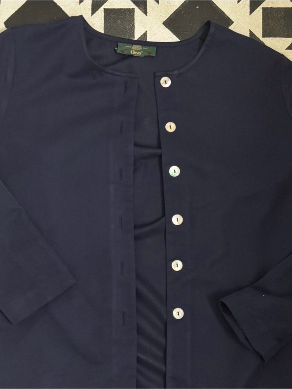 Navy Button-Front Women's Jacket - Picture 2 of 3